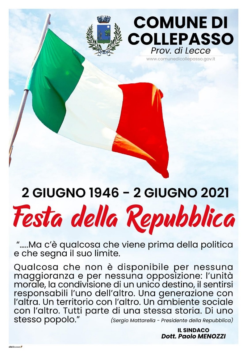 02 GIUGNO 2021 - 75° ANNIVERSARIO DELLA REPUBBLICA ITALIANA